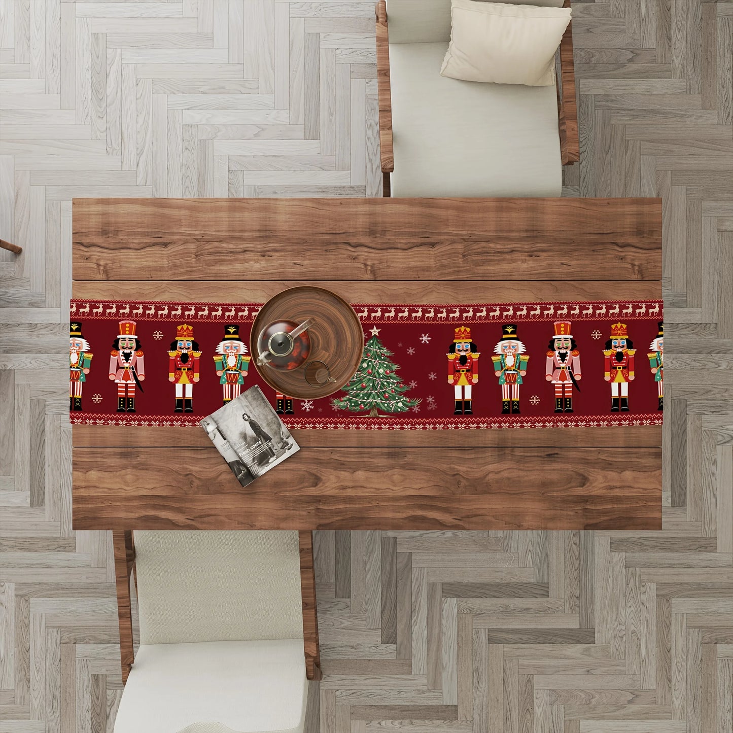 Christmas Nutcracker Red polyester Table Runner