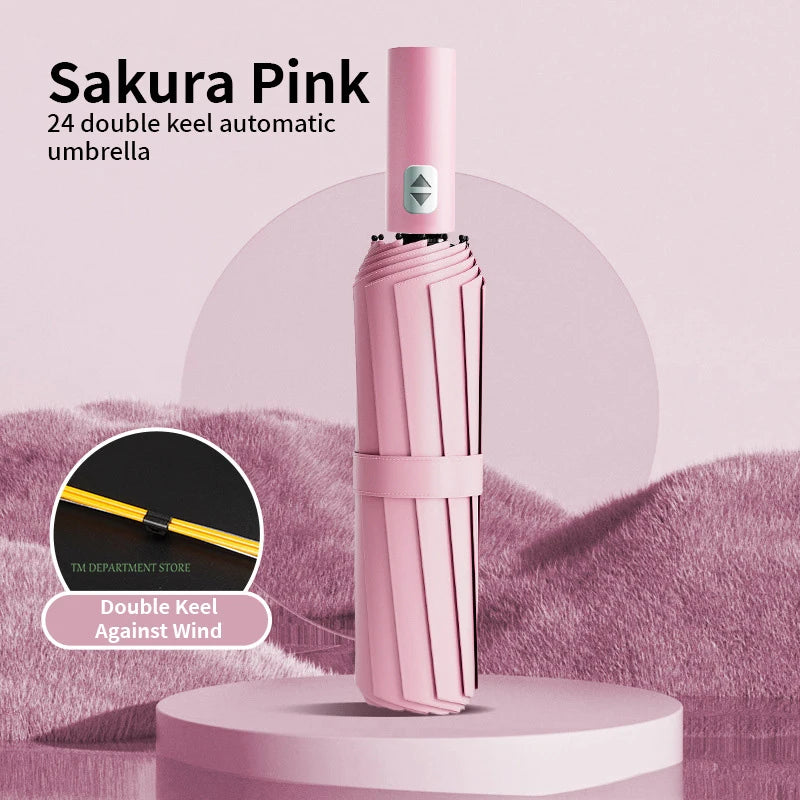 24 Bone Windproof anti-UV Fully Automatic Large Umbrella 3 Folding