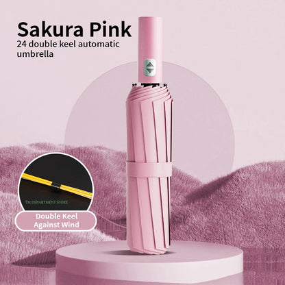 24 Bone Windproof anti-UV Fully Automatic Large Umbrella 3 Folding