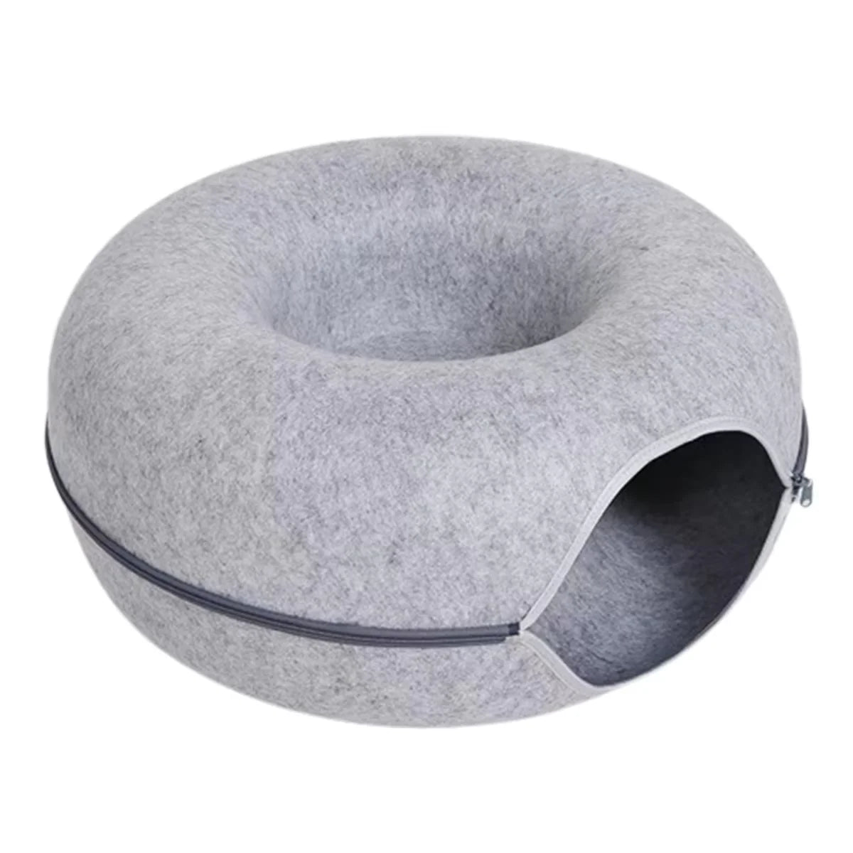 Interactive Round Cat Tunnel Bed – Donut Felt Nest, Scratcher & Sleeping Cushion for Kittens & Cats