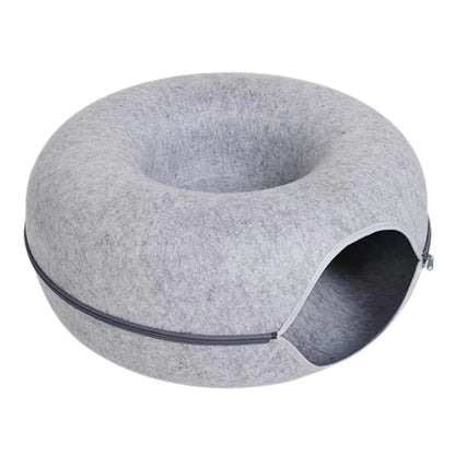 Interactive Round Cat Tunnel Bed – Donut Felt Nest, Scratcher & Sleeping Cushion for Kittens & Cats
