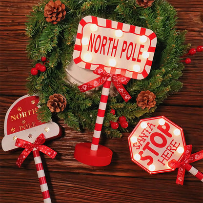 Christmas Stop Here Decor Santa Stop Here Tree Topper Desk Lamp LED Santa Stop Here Tree Topper Window Decorative Lights