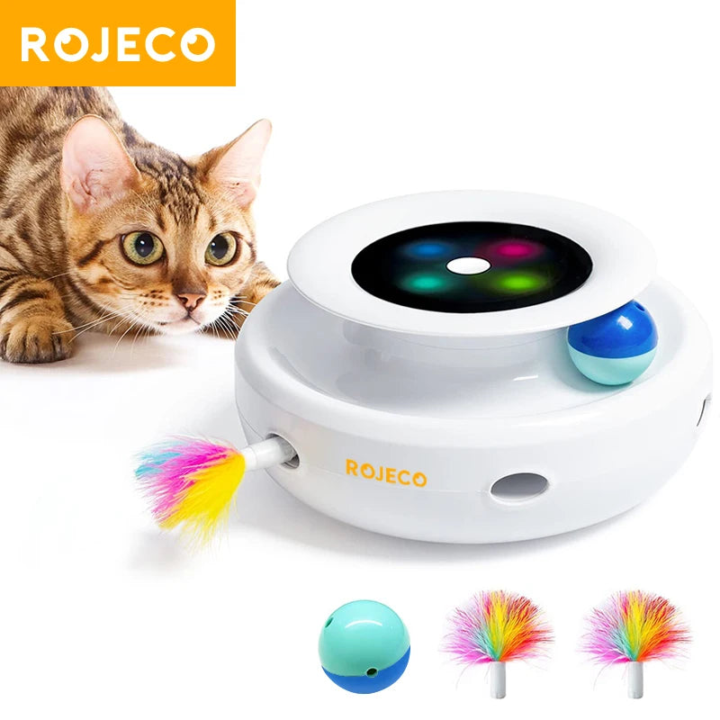 2-in-1 Smart Cat Toy Set – Automatic Feather & Rolling Ball Interactive Pet Toy (5 Modes)