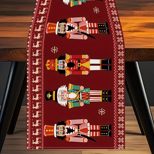 Christmas Nutcracker Red polyester Table Runner