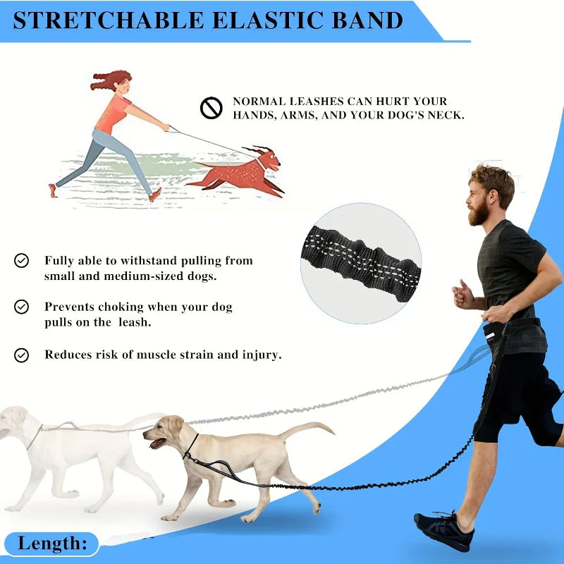 Hands-Free Dog Leash with Integrated Zipper Waist Pack