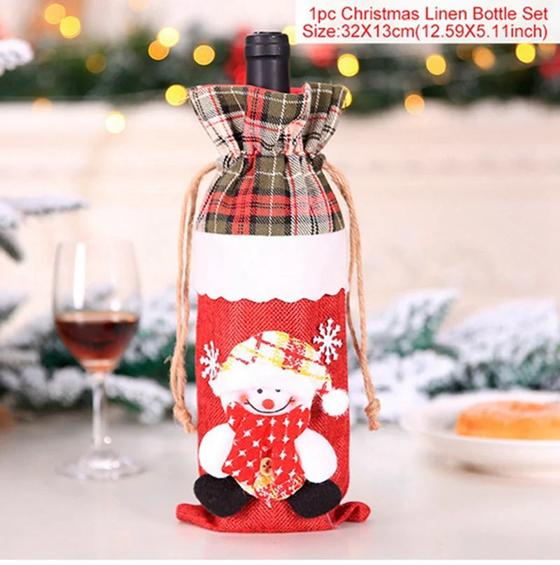 Christmas Wine Bottle Cover Merry Christmas Decorations For Home