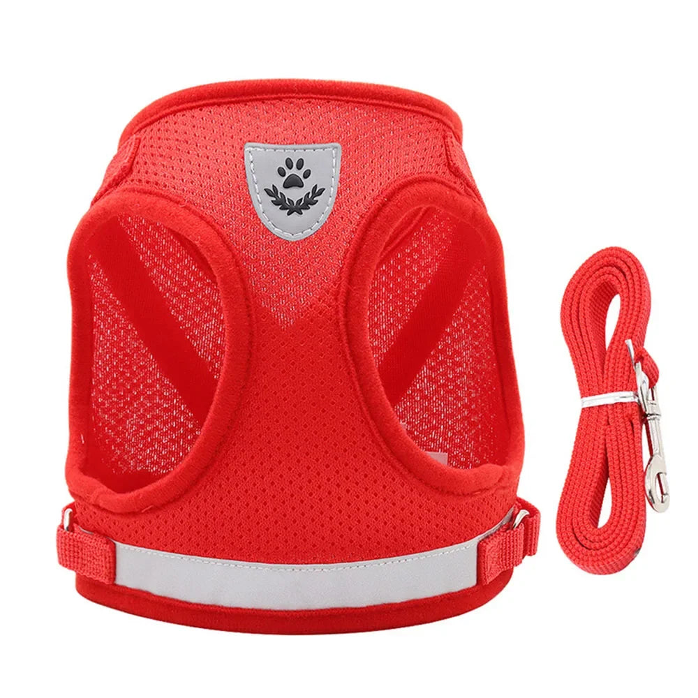 Reflective Escape-Proof Cat & Puppy Harness Set – Soft Mesh Vest