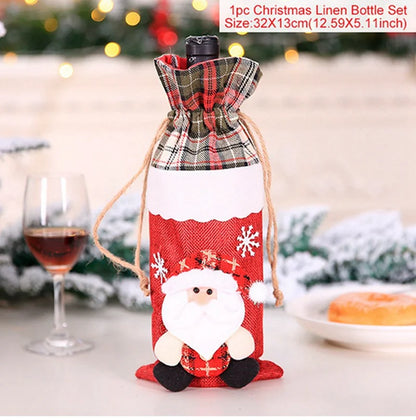 Christmas Wine Bottle Cover Merry Christmas Decorations For Home