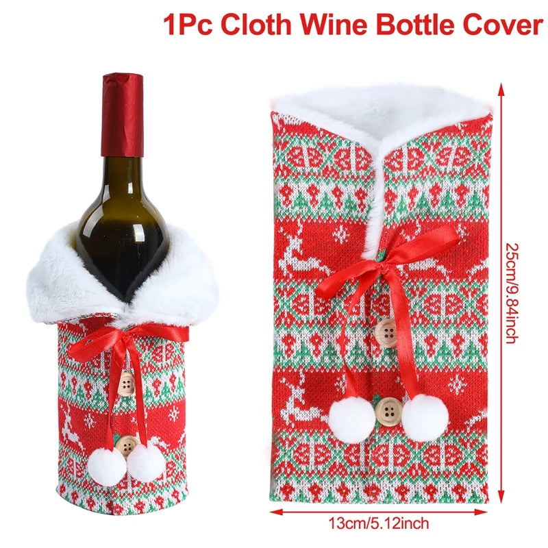 Christmas Wine Bottle Cover Merry Christmas Decorations For Home