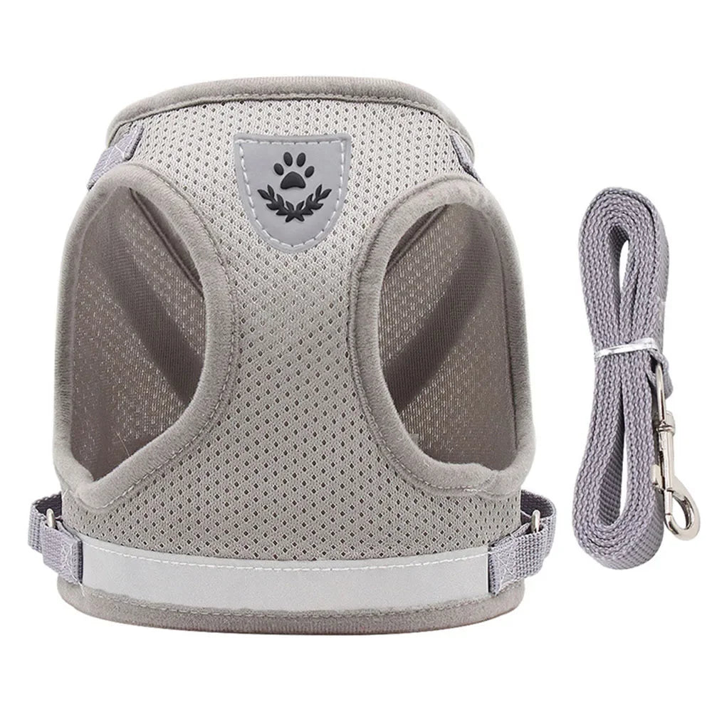 Reflective Escape-Proof Cat & Puppy Harness Set – Soft Mesh Vest