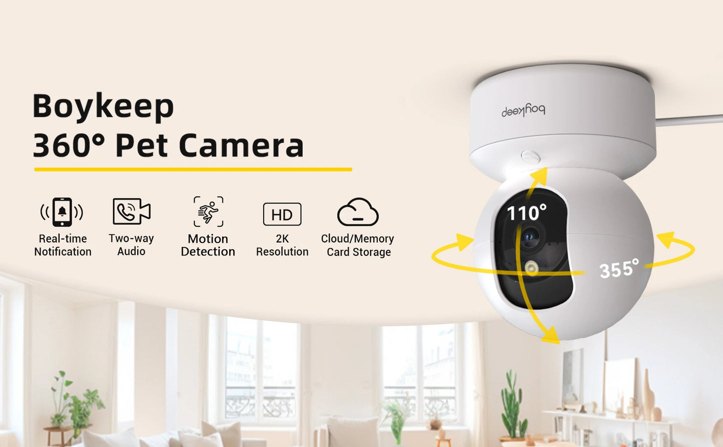 Smart-Sight 2K WiFi Camera – 360° Surveillance & Night Vision Monitor