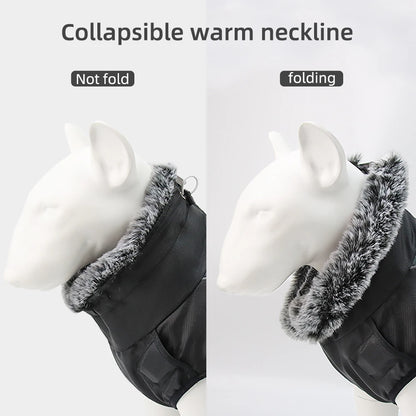 Stay Dry in Style  Waterproof Large Dog Clothes with Warm Furry Collar