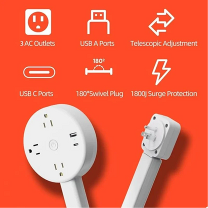 Electrical Wall Plug Extender Stick Rotates 180°