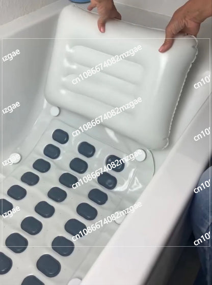 Anti slip full body waterproof hot tub spa mat, upgraded bubble machine+124cm bath mat+new pillow set