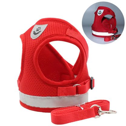 Reflective Escape-Proof Cat & Puppy Harness Set – Soft Mesh Vest