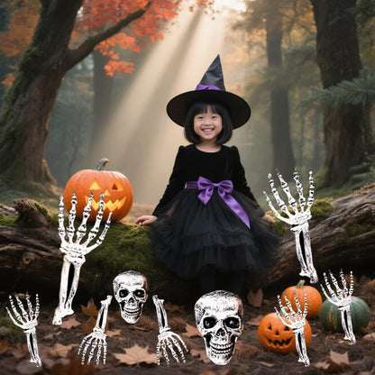 Halloween Decorations Skeleton Hand Bone Outdoor Courtyard  Inserting Scary Ghost Hand Bone Haunted House Halloween Party Props