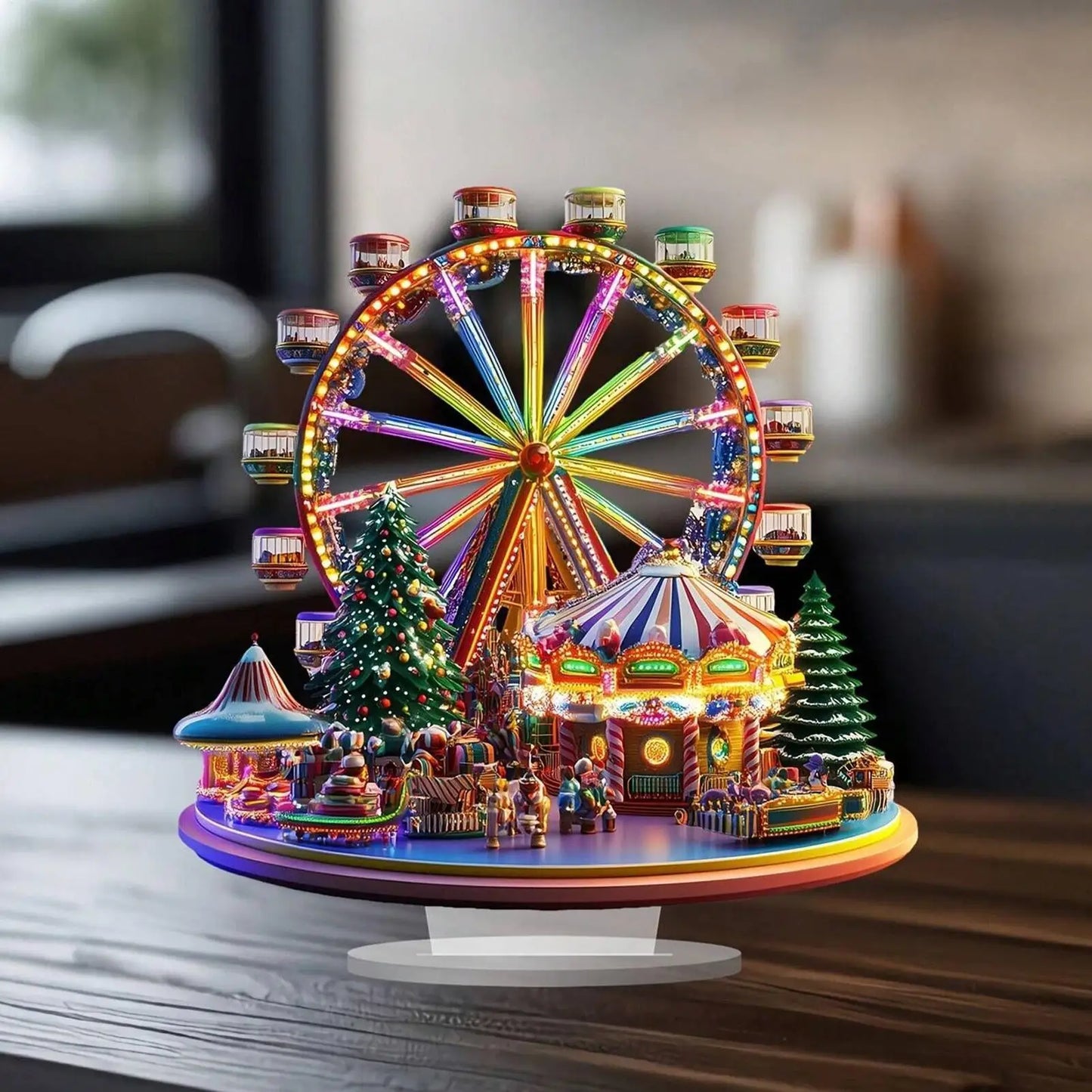 2D Acrylic Christmas Ferris Wheel Ornament Ferris Wheel Display Board Christmas Holiday Decoration Xmas Navidad Party Supplies
