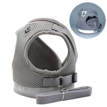 Reflective Escape-Proof Cat & Puppy Harness Set – Soft Mesh Vest