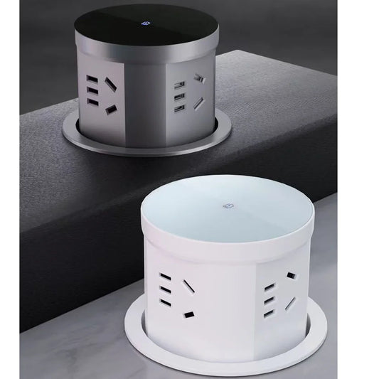 Pneumatic lifting socket embedded desktop multifunctional hidden office desk