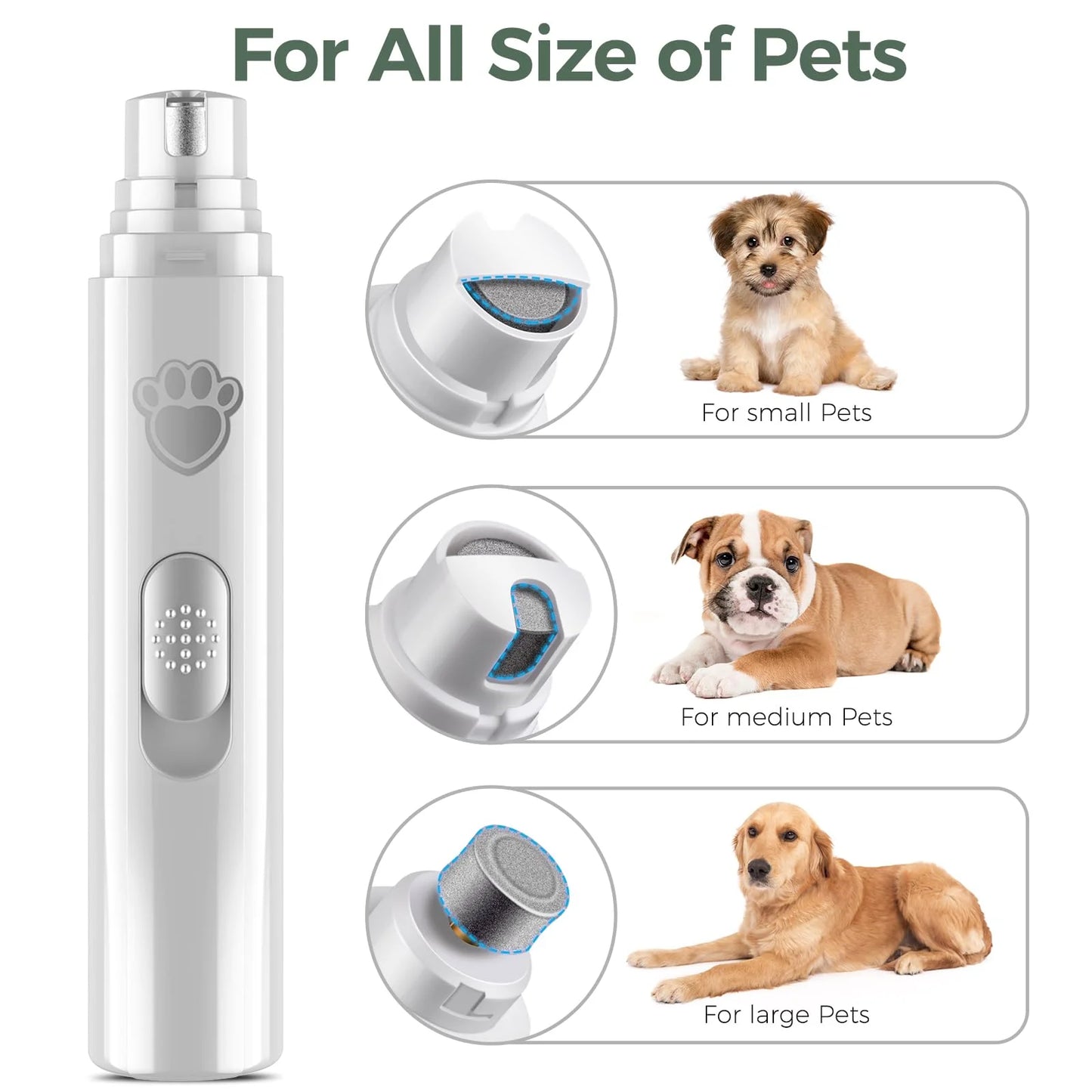 Electric Dog Nail Grinder Pet Nail Clipper USB Rechargeable Pet Nail Trimmers Painless with Polisher Wheel for Small/Large Pets