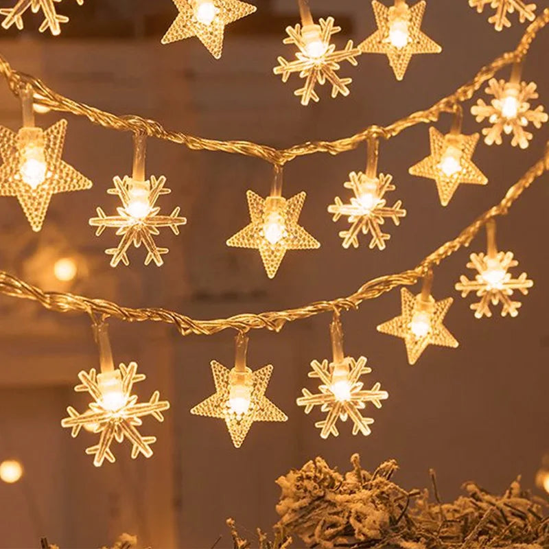 1.5-10meters 2025 Christmas String Lights Star Snowflake LED Light