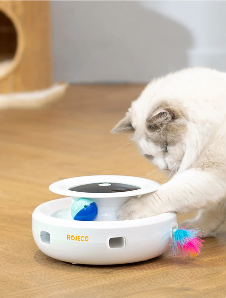 2-in-1 Smart Cat Toy Set – Automatic Feather & Rolling Ball Interactive Pet Toy (5 Modes)