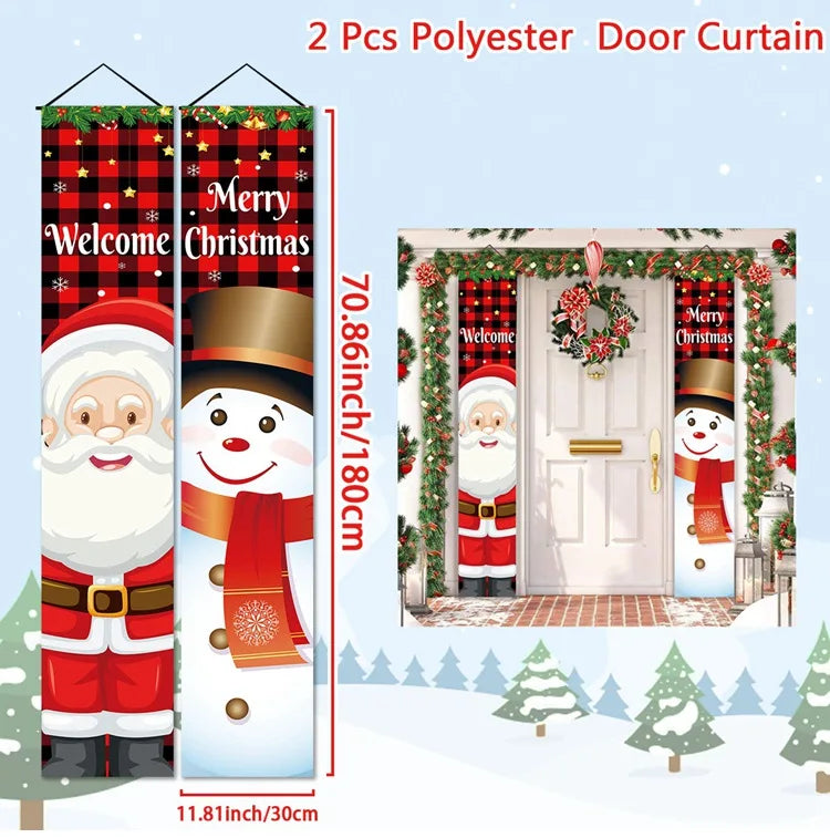 Christmas Hanging Door Banner Merry Christmas Decoration for Home