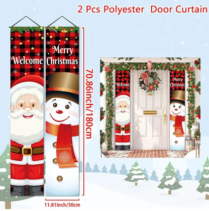 Christmas Hanging Door Banner Merry Christmas Decoration for Home