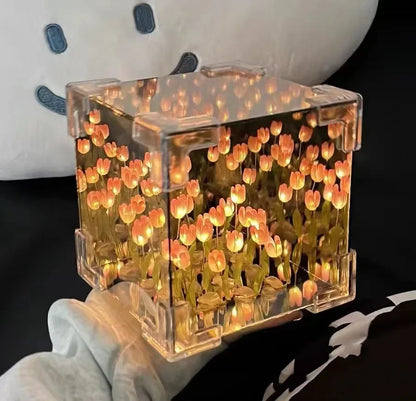 New Creative Diy Tulip Flower Sea Cube Three-Dimensional Small Night Lamp