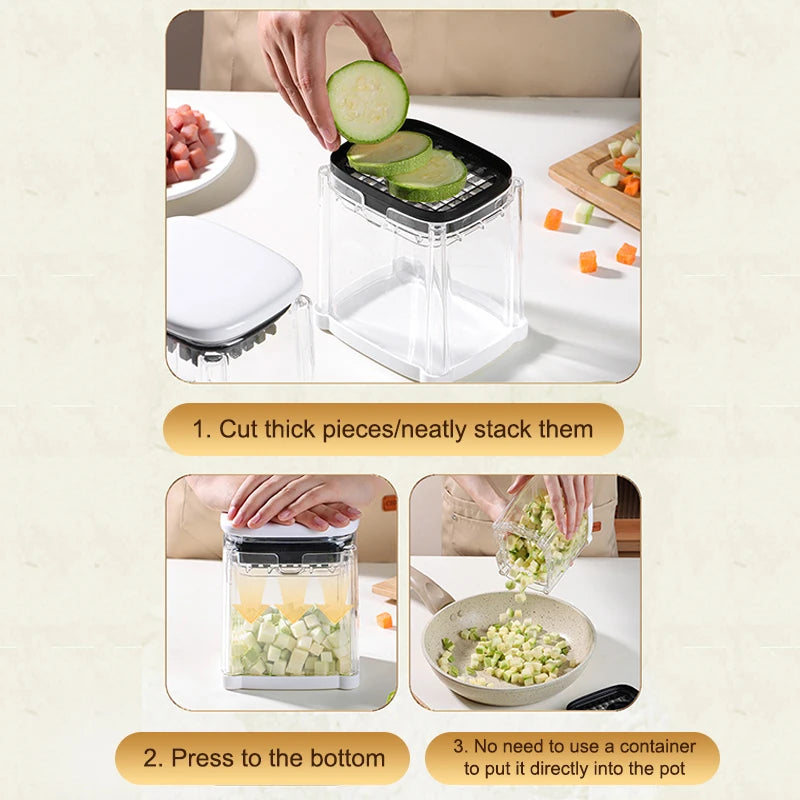 Fry Cutter, Vegetable Chopper Mandoline Slicer with 8-Segment Blade & Dicer Grid