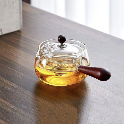 Multi-purpose Glass 360 Degree Rotating Teapot Large Transparent Boiling Teapot Heat Resistant with Handle Brewing Teapot Office