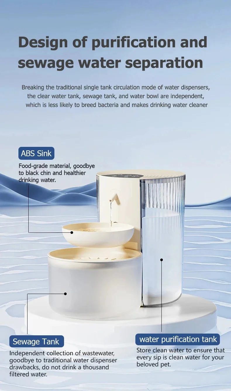 Pure-Flow 3L – Smart Filtration Fountain with Waste Separation
