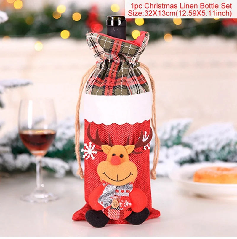 Christmas Wine Bottle Cover Merry Christmas Decorations For Home