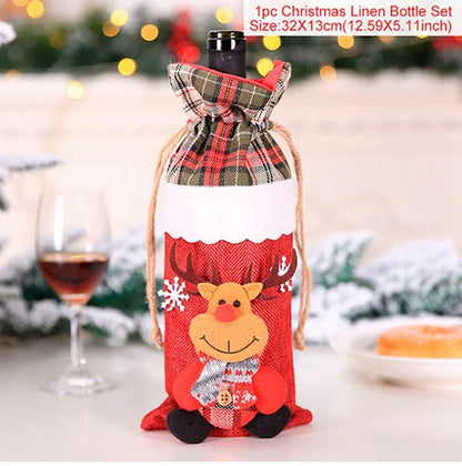 Christmas Wine Bottle Cover Merry Christmas Decorations For Home