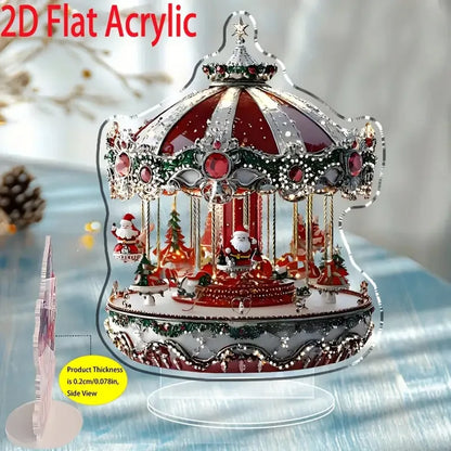 1Pcs Christmas Merry Carousel 2D Christmas Scene Festival Decor