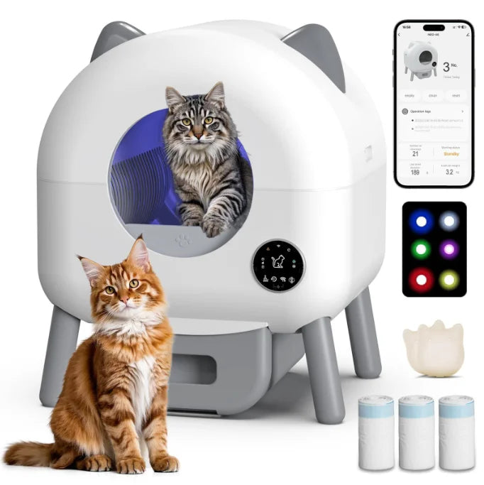 Smart App-Controlled Self-Cleaning Litter Box – Open-Top & Odor-Free