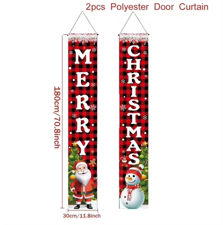 Christmas Hanging Door Banner Merry Christmas Decoration for Home