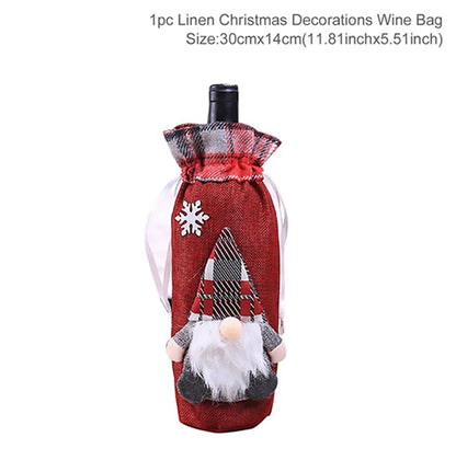 Christmas Wine Bottle Cover Merry Christmas Decorations For Home
