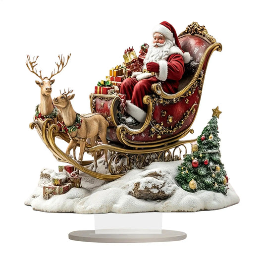 Christmas Table Sign 2D Xmas Shelf Decor Santa Claus