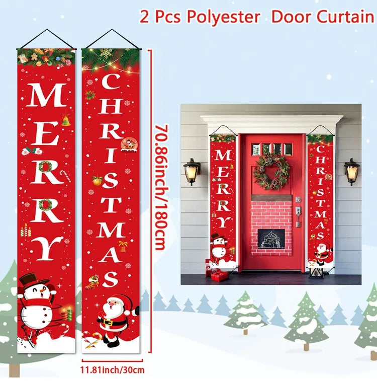 Christmas Hanging Door Banner Merry Christmas Decoration for Home