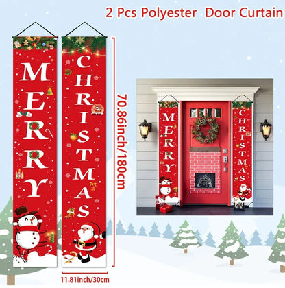 Christmas Hanging Door Banner Merry Christmas Decoration for Home
