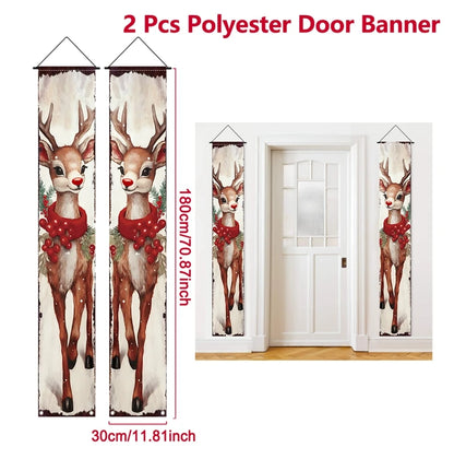 Christmas Hanging Door Banner Merry Christmas Decoration for Home