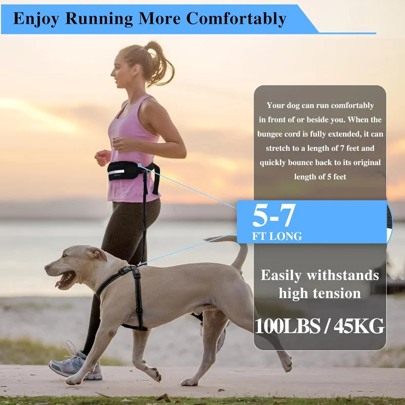 Hands-Free Dog Leash with Integrated Zipper Waist Pack