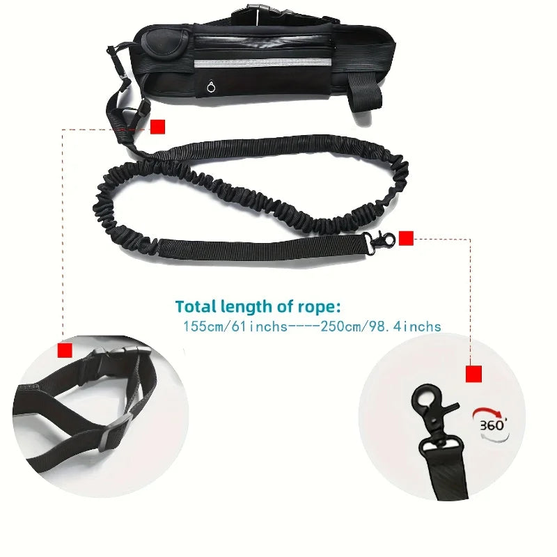 Hands-Free Dog Leash with Integrated Zipper Waist Pack