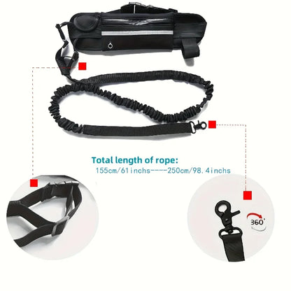 Hands-Free Dog Leash with Integrated Zipper Waist Pack