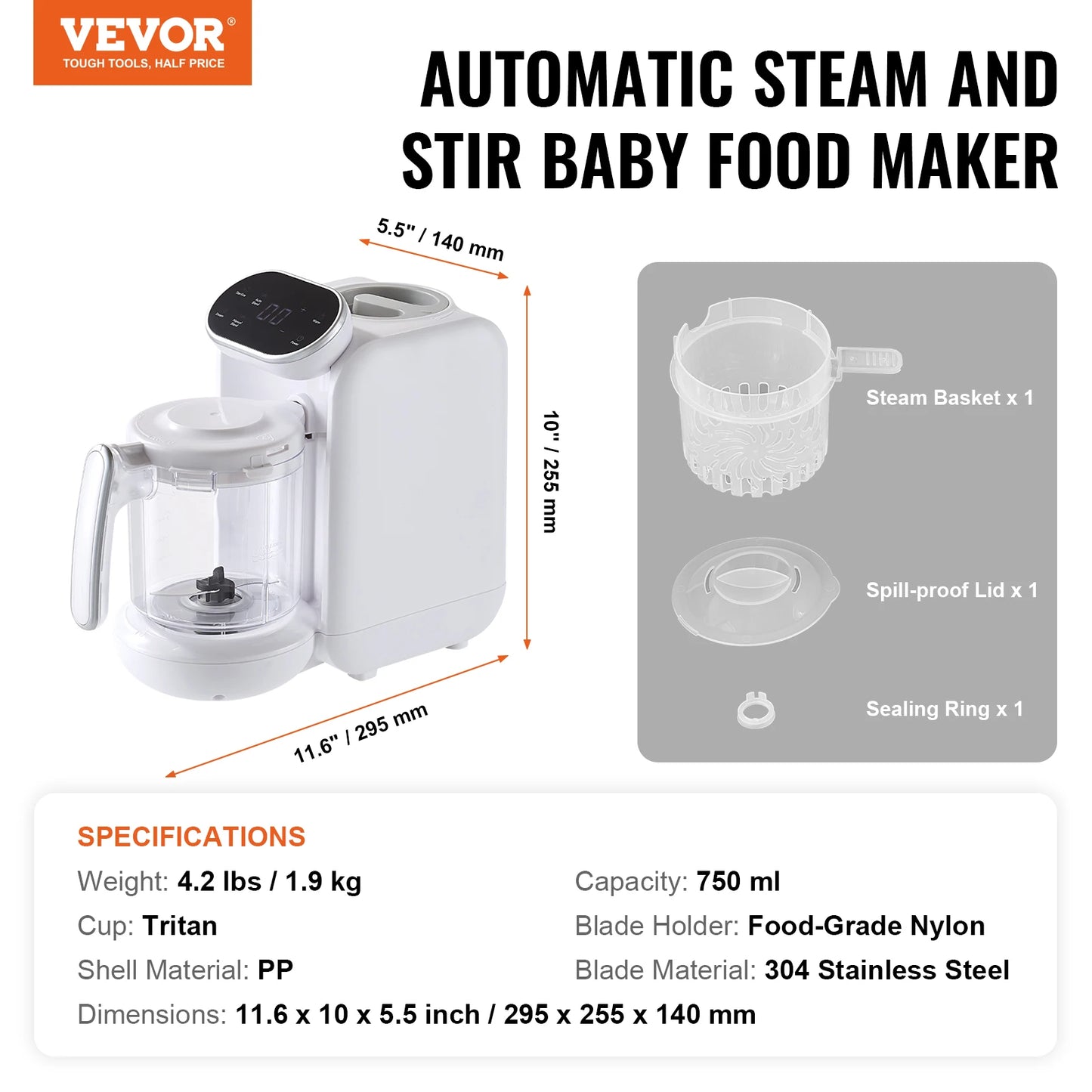 Baby Food Maker 430W with 750 ml