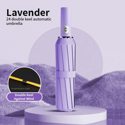 24 Bone Windproof anti-UV Fully Automatic Large Umbrella 3 Folding