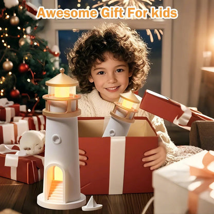 Moon Projection Night Light Lighthouse Decorative Light Charging Bluetooth Music Birthday Gift Suitable for Children and Lovers