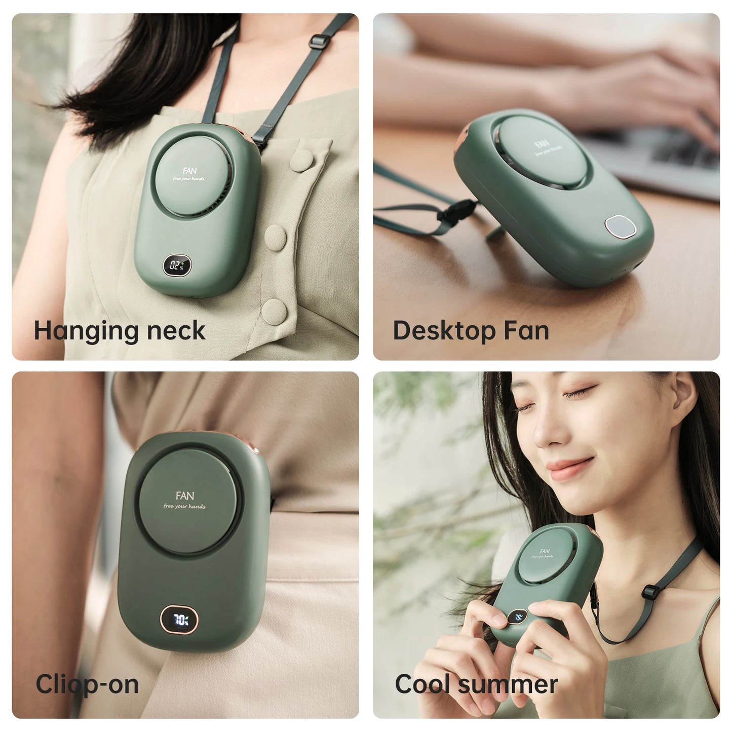 Portable Hanging Neck Fan Mini Fans with Adjustable Lanyard Bladeless USB Rechargeable