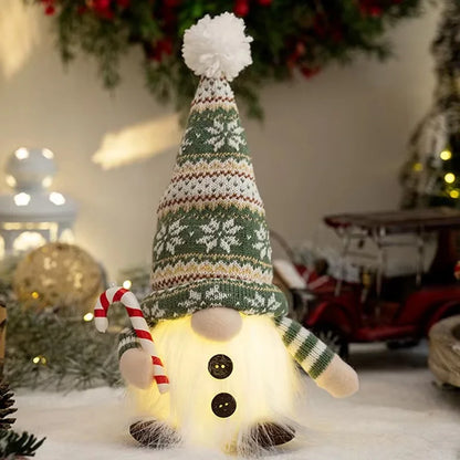 30cm Glowing Knitted Gnome Doll Couple with Led Night Light 2025 Christmas Decorations Home Xmas Tree Decor New Year 2026 Gift